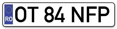 Placuta inmatriculare numar auto  OT-84-NFP, OT 84 NFP, OT84NFP