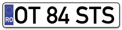 Placuta inmatriculare numar auto  OT-84-STS, OT 84 STS, OT84STS