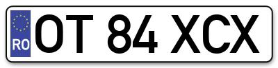 Placuta inmatriculare numar auto  OT-84-XCX, OT 84 XCX, OT84XCX