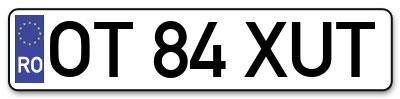 Placuta inmatriculare numar auto  OT-84-XUT, OT 84 XUT, OT84XUT