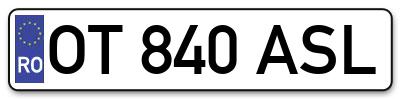 Placuta inmatriculare numar auto  OT-840-ASL, OT 840 ASL, OT840ASL