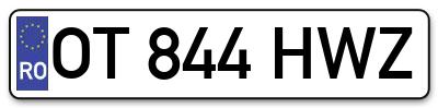 Placuta inmatriculare numar auto  OT-844-HWZ, OT 844 HWZ, OT844HWZ