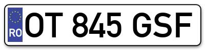 Placuta inmatriculare numar auto  OT-845-GSF, OT 845 GSF, OT845GSF