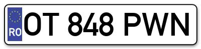 Placuta inmatriculare numar auto  OT-848-PWN, OT 848 PWN, OT848PWN