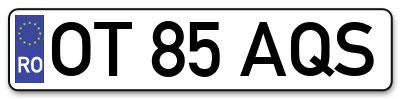 Placuta inmatriculare numar auto  OT-85-AQS, OT 85 AQS, OT85AQS