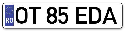 Placuta inmatriculare numar auto  OT-85-EDA, OT 85 EDA, OT85EDA