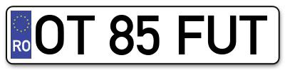Placuta inmatriculare numar auto  OT-85-FUT, OT 85 FUT, OT85FUT