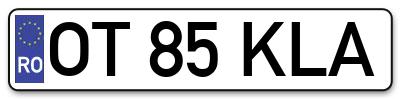 Placuta inmatriculare numar auto  OT-85-KLA, OT 85 KLA, OT85KLA