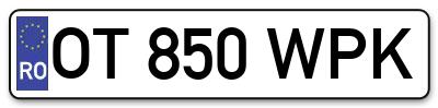 Placuta inmatriculare numar auto  OT-850-WPK, OT 850 WPK, OT850WPK