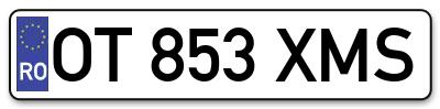 Placuta inmatriculare numar auto  OT-853-XMS, OT 853 XMS, OT853XMS