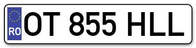 Placuta inmatriculare numar auto  OT-855-HLL, OT 855 HLL, OT855HLL