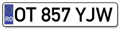 Placuta inmatriculare numar auto  OT-857-YJW, OT 857 YJW, OT857YJW