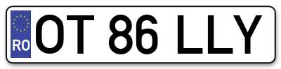 Placuta inmatriculare numar auto  OT-86-LLY, OT 86 LLY, OT86LLY