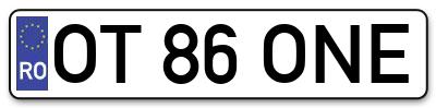 Placuta inmatriculare numar auto  OT-86-ONE, OT 86 ONE, OT86ONE