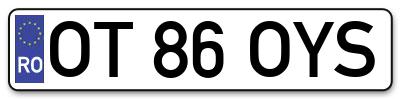 Placuta inmatriculare numar auto  OT-86-OYS, OT 86 OYS, OT86OYS