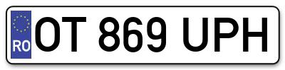 Placuta inmatriculare numar auto  OT-869-UPH, OT 869 UPH, OT869UPH
