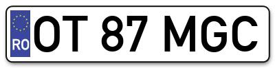 Placuta inmatriculare numar auto  OT-87-MGC, OT 87 MGC, OT87MGC