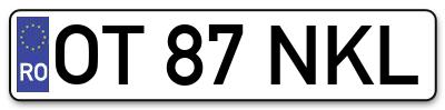 Placuta inmatriculare numar auto  OT-87-NKL, OT 87 NKL, OT87NKL