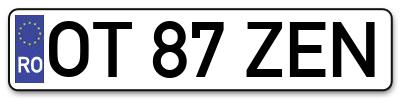 Placuta inmatriculare numar auto  OT-87-ZEN, OT 87 ZEN, OT87ZEN