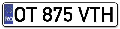 Placuta inmatriculare numar auto  OT-875-VTH, OT 875 VTH, OT875VTH