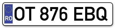 Placuta inmatriculare numar auto  OT-876-EBQ, OT 876 EBQ, OT876EBQ