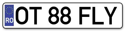 Placuta inmatriculare numar auto  OT-88-FLY, OT 88 FLY, OT88FLY