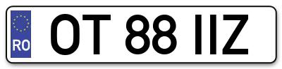 Placuta inmatriculare numar auto  OT-88-IIZ, OT 88 IIZ, OT88IIZ