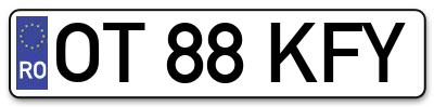 Placuta inmatriculare numar auto  OT-88-KFY, OT 88 KFY, OT88KFY