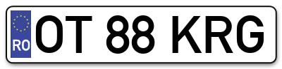 Placuta inmatriculare numar auto  OT-88-KRG, OT 88 KRG, OT88KRG