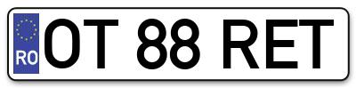 Placuta inmatriculare numar auto  OT-88-RET, OT 88 RET, OT88RET