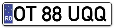 Placuta inmatriculare numar auto  OT-88-UQQ, OT 88 UQQ, OT88UQQ