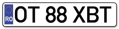 Placuta inmatriculare numar auto  OT-88-XBT, OT 88 XBT, OT88XBT