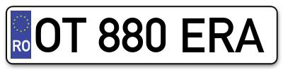 Placuta inmatriculare numar auto  OT-880-ERA, OT 880 ERA, OT880ERA
