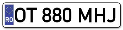 Placuta inmatriculare numar auto  OT-880-MHJ, OT 880 MHJ, OT880MHJ