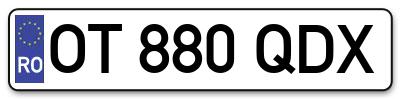 Placuta inmatriculare numar auto  OT-880-QDX, OT 880 QDX, OT880QDX