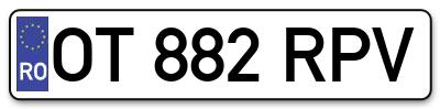 Placuta inmatriculare numar auto  OT-882-RPV, OT 882 RPV, OT882RPV