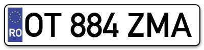 Placuta inmatriculare numar auto  OT-884-ZMA, OT 884 ZMA, OT884ZMA