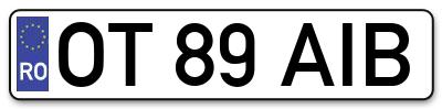 Placuta inmatriculare numar auto  OT-89-AIB, OT 89 AIB, OT89AIB