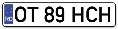 Placuta inmatriculare numar auto  OT-89-HCH, OT 89 HCH, OT89HCH