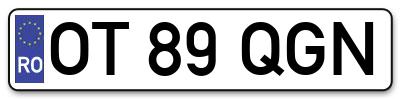 Placuta inmatriculare numar auto  OT-89-QGN, OT 89 QGN, OT89QGN