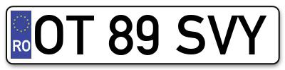 Placuta inmatriculare numar auto  OT-89-SVY, OT 89 SVY, OT89SVY