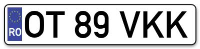 Placuta inmatriculare numar auto  OT-89-VKK, OT 89 VKK, OT89VKK