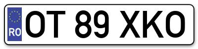 Placuta inmatriculare numar auto  OT-89-XKO, OT 89 XKO, OT89XKO