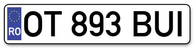 Placuta inmatriculare numar auto  OT-893-BUI, OT 893 BUI, OT893BUI