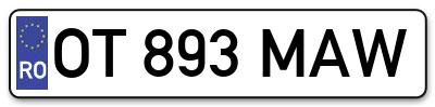 Placuta inmatriculare numar auto  OT-893-MAW, OT 893 MAW, OT893MAW