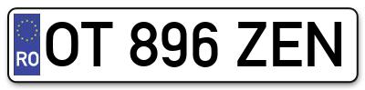 Placuta inmatriculare numar auto  OT-896-ZEN, OT 896 ZEN, OT896ZEN