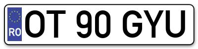 Placuta inmatriculare numar auto  OT-90-GYU, OT 90 GYU, OT90GYU