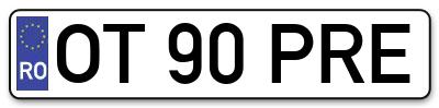 Placuta inmatriculare numar auto  OT-90-PRE, OT 90 PRE, OT90PRE