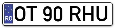 Placuta inmatriculare numar auto  OT-90-RHU, OT 90 RHU, OT90RHU