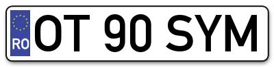 Placuta inmatriculare numar auto  OT-90-SYM, OT 90 SYM, OT90SYM